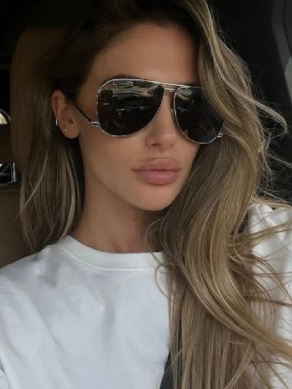 Saint Laurent SL 690 DUST 002 Sunglasses Silver Aviator Frame, Grey Lenses